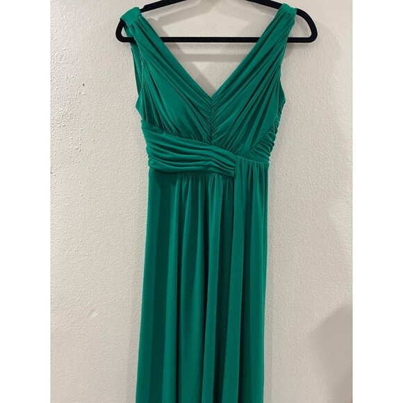 Collection DressBarn Womens Midi Cocktail Dress, Emerald Green V-neck size 6 - Picture 3 of 7